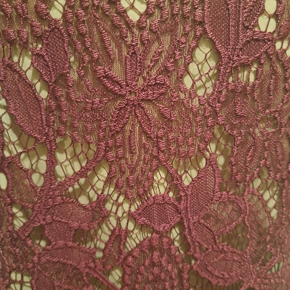Express Wine Colored Lace Overlay Blouse Size M - Picture 3 of 6